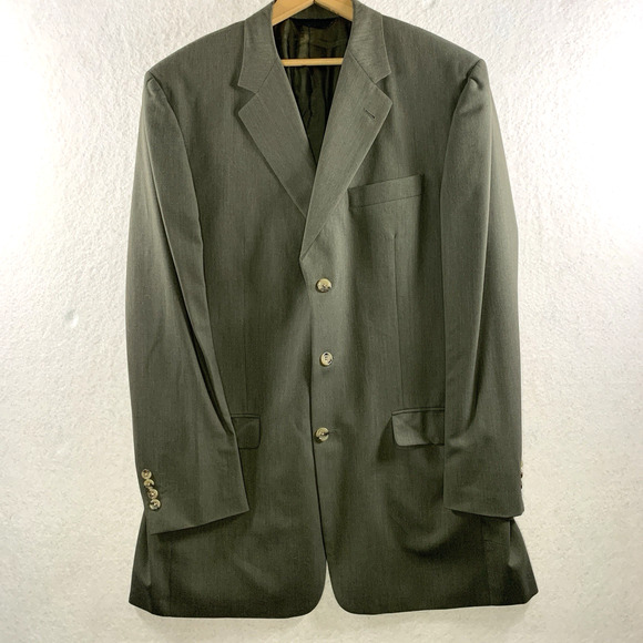 Burberry London Other - Burberry London Mens Suit Jacket Blazer Sz 42 XLG Lightweight Wool Olive Gray